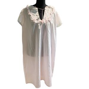 Vintage Pink Ruffle-Trim Nightgown Size Medium